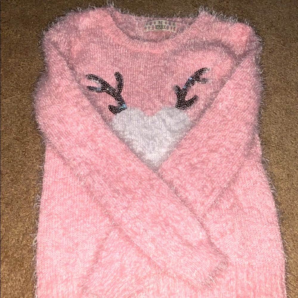 fluffy pink kids sweater